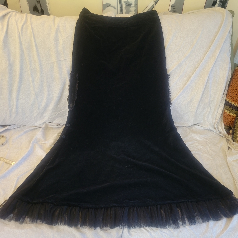 Vintage y2k Tripp velvet maxi skirt victorian romantic goth